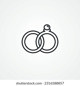 wedding rings line icon. wedding ring line icon.