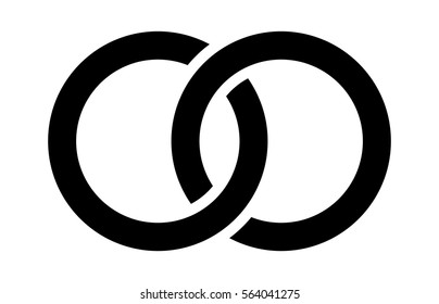 Wedding rings linked together in the symbol of marriage flat vector icon for apps and websites