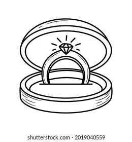 Wedding rings marriage vector illustration with simple hand drawn sketching style