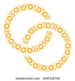 Wedding Rings mosaic of cogs. Vector cogwheel components are combined into wedding rings illustration.