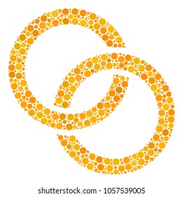 Wedding Rings mosaic of round dots in various sizes and color tints. Round dots are organized into wedding rings vector collage. Vector illustration.