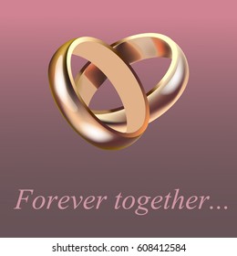 Wedding rings on a pink background
