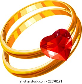 wedding rings on a white background