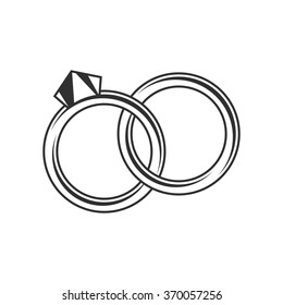 Wedding rings on a white background. Stock closed wedding rings, one with diamonds!