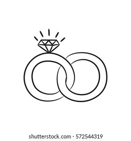 Anillos de boda sobre el fondo blanco para tu diseño. Ilustración vectorial.