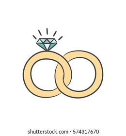 Wedding rings on the white background for your design. Vector illustration.