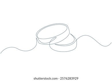 Wedding Rings One Continuous Line Drawing Sign Proposal and Marriage Invitation Concept. Vector illustration of Engagement Simple Linear Style