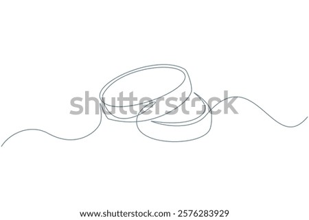 Wedding Rings One Continuous Line Drawing Sign Proposal and Marriage Invitation Concept. Vector illustration of Engagement Simple Linear Style