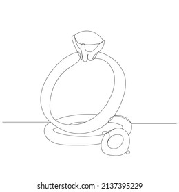 wedding rings one line drawing vector, isolated