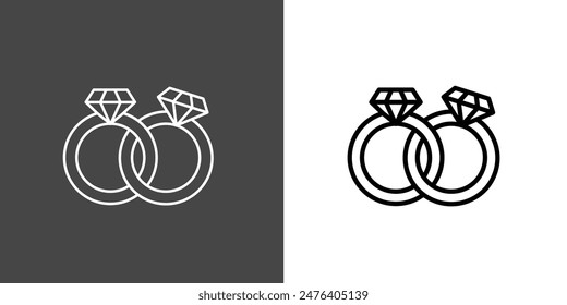 Wedding rings Outline Icon Vector Illustration