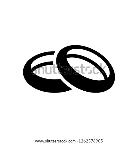 Wedding rings, pair circles, simple icon. Black icon on white background