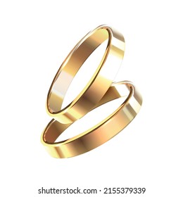 Wedding rings realistic composition with isolated image of luxury golden accessories on blank background vector illustration