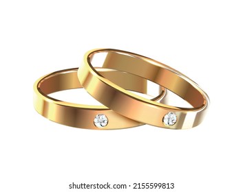 Wedding rings realistic composition with isolated image of luxury golden accessories on blank background vector illustration