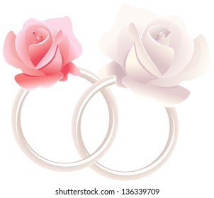 Wedding rings and roses