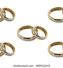 Anillos de boda. Patrón de ilustración vectorial sin soldadura sobre fondo blanco.