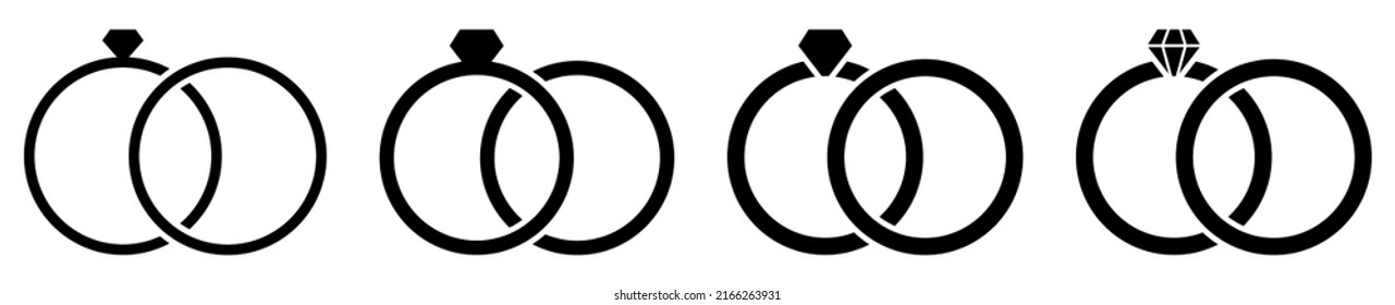 Wedding rings set. Marital status icon. Design for web and mobile app. Vector illustration isolated on white background