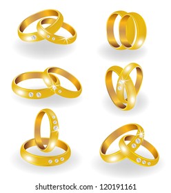 Wedding rings set of vector illustration