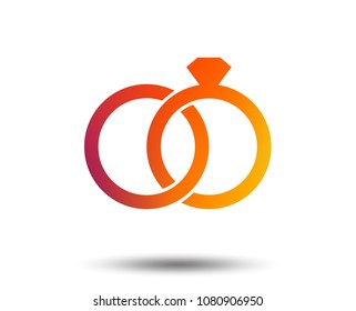 Wedding rings sign icon. Engagement symbol. Blurred gradient design element. Vivid graphic flat icon. Vector