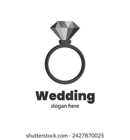 Wedding rings sign icon. Engagement symbol.Flat design. Vector wedding logo