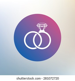 Wedding rings sign icon. Engagement symbol. Icon on blurred background. Vector