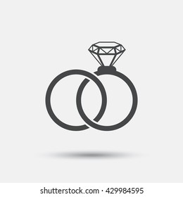 Wedding rings sign icon. Engagement symbol. Flat wedding rings web icon on white background. Vector