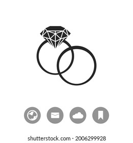 Wedding rings sign vector black simple icon