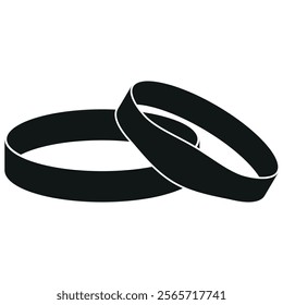 Wedding rings silhouette black. Vector drawing. Isolated white background.
