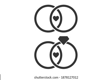 Wedding rings. Simple icon set. Flat style element for graphic design. Vector EPS10 illustration