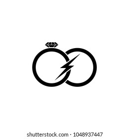 wedding rings and spark icon. Element of wedding and divorce elements illustration. Premium quality graphic design icon. Signs and symbols collection icon for websites, web design on white background