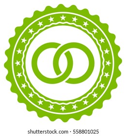 Wedding Rings Stamp vector icon. Flat eco green symbol. Pictogram is isolated on a white background. Designed for web and software interfaces.