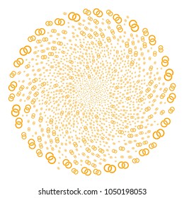 Wedding Rings swirl cluster. Object twist combined from scattered wedding rings symbols. Vector illustration style is flat iconic symbols.