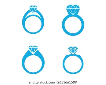 Wedding rings vector. Diamond ring icons graphics set. stylish color full diamond rings vector. diamond ring icons set vector illustration design. 