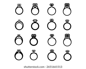 Wedding rings vector. Diamond ring icons graphics set. stylish color full diamond rings vector. diamond ring icons set vector illustration design. 