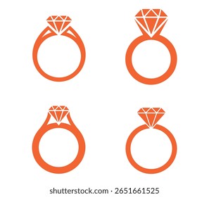 Wedding rings vector. Diamond ring icons graphics set. stylish color full diamond rings vector. diamond ring icons set vector illustration design. 