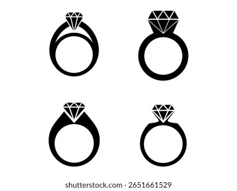 Wedding rings vector. Diamond ring icons graphics set. stylish color full diamond rings vector. diamond ring icons set vector illustration design. 