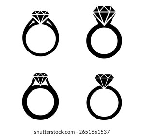 Wedding rings vector. Diamond ring icons graphics set. stylish color full diamond rings vector. diamond ring icons set vector illustration design. 