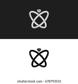 Wedding rings. Vector Flat icon, isolated, modern Simple style. Wedding engagement rings. Logo. Jewelry logotype, Valentines day. Celebration gift symbol, sign.