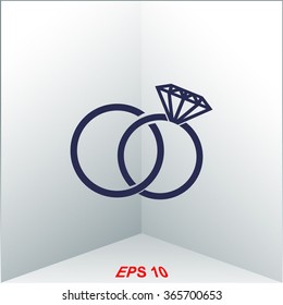Wedding rings vector icon
