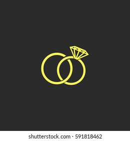 Wedding rings vector  icon.