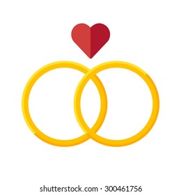 Wedding rings vector icon. Flat design style.