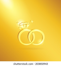 Wedding rings vector icon. Wedding invitation. Jewelry