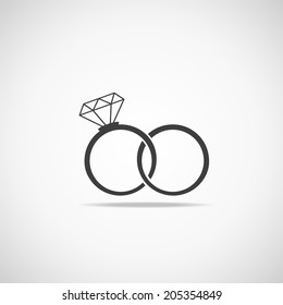 Wedding rings vector icon. Wedding invitation. Jewelry