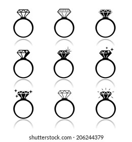 Wedding rings vector icon. Wedding invitation. Jewelry