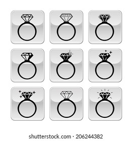 Wedding rings vector icon. Wedding invitation. Jewelry