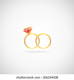 Wedding rings vector icon. Wedding invitation. Jewelry