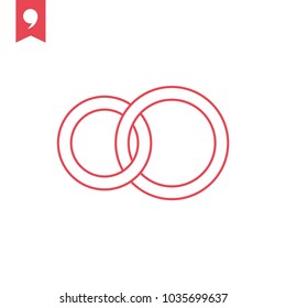 Wedding rings, vector icon, love symbol