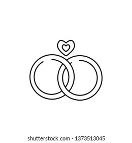 Wedding rings vector icon on white background