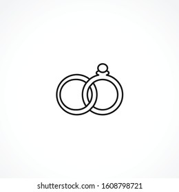 wedding rings vector icon on white background