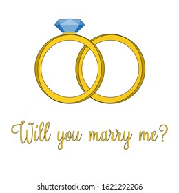Wedding rings vector icon on a white background