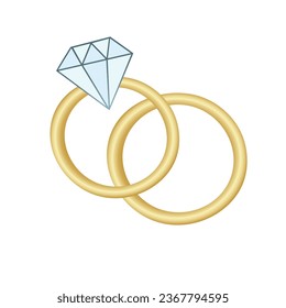 Wedding rings vector icon on a white background